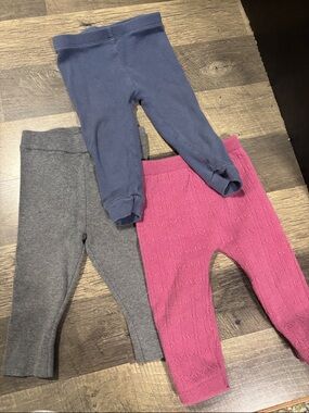 George Knit Leggings Trio - Blue, Gray & Pink